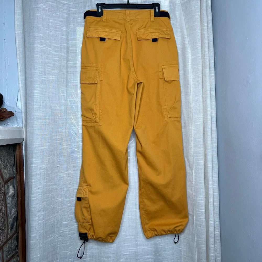 Y2K 90s Vintage Abercrombie & Fitch Paratrooper Utility Cargo Pants Yellow Small